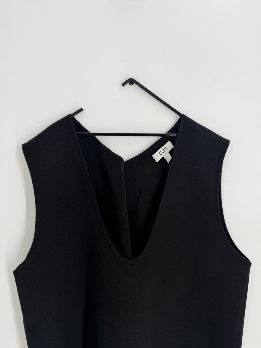 Cos Double Faced Wool Blend Sleeveless Button Closure Black Vest